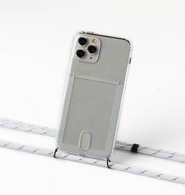 Transparent case with cardholder and white/silver cord