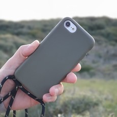 Duurzame telefoontas groen met koord (zwart met goud)