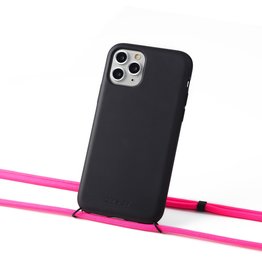 Sustainable black case with cord  (neon pink)