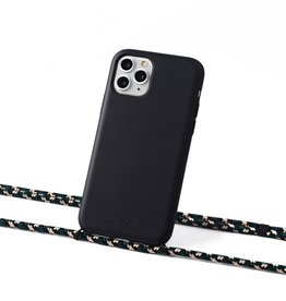 Sustainable black case with cord  (camouflage crocodile)