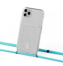 Transparent case with cardholder and turquoise cord