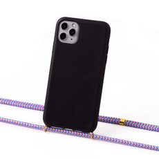 Sustainable black case with cord (lila camouflage)