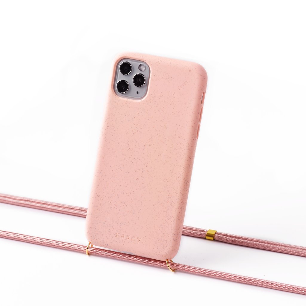 Duurzame telefoontas roze met koord (scandinavisch roze)