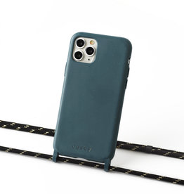 Sustainable grey-blue case with cord  (black and gold)