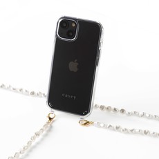 Transparante telefoontas met kaarthouder en pearl chain