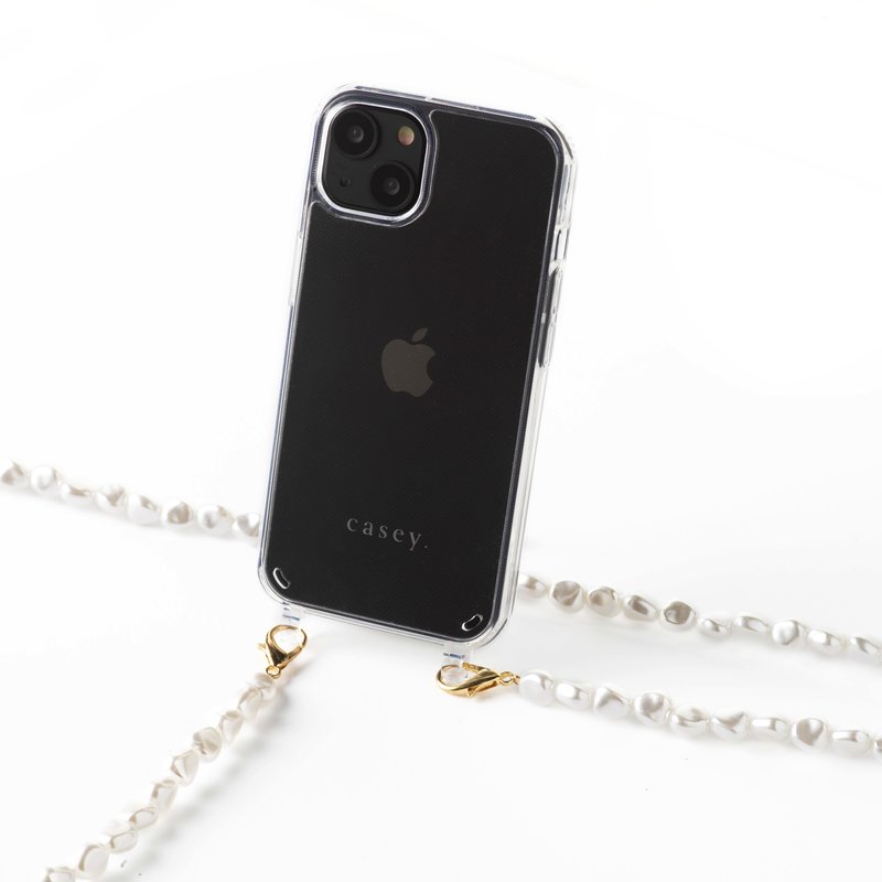 Transparante telefoontas met kaarthouder en pearl chain