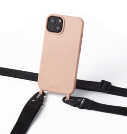 Sustainable nude case with black lanyard