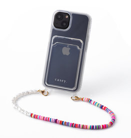 Transparent case with rings and cardholder (colored short pearl chain)