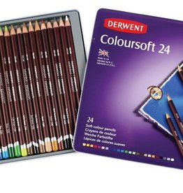 Derwent Actief-pakket kleurpotloden Derwent Coloursoft 24 stuks in metalen box