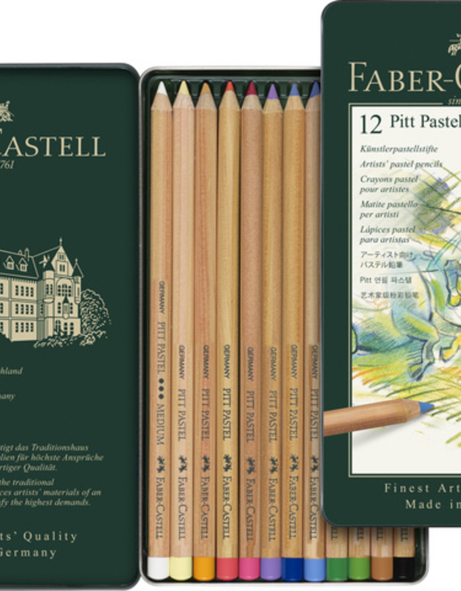 Derwent De pastelpotloden van Faber Castell zijn de beste in zijn soort. Intense pigmenten kleurechte pigmenten. Bijvoorkeur tussendoor en aan het eind fixeren met een houtskool of pastelkrijt fixatief.