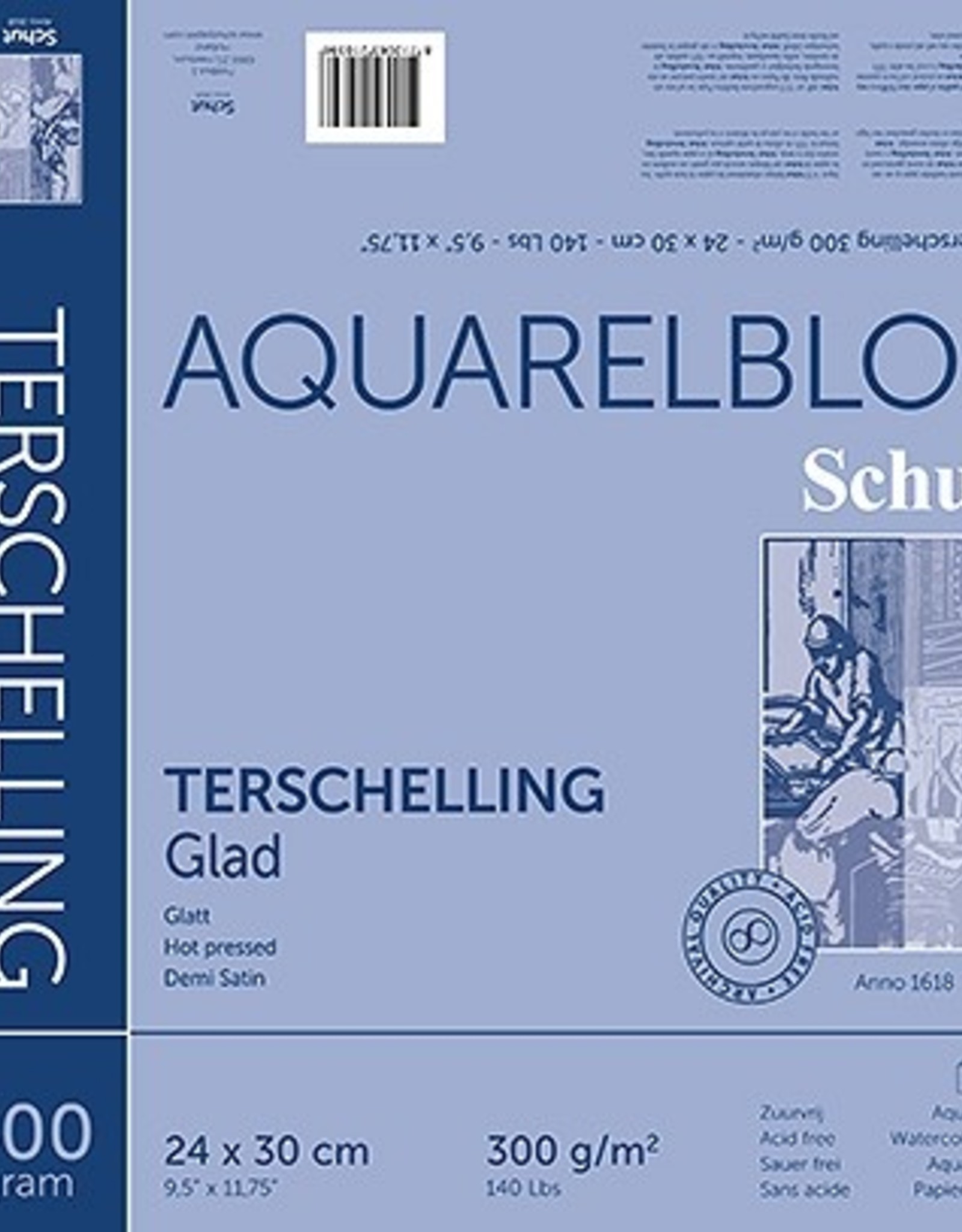 Schut aquarelpapier Blok/ Watercolour Block, 300 grams Terschelling, selecteer de juiste maat a.u.b.