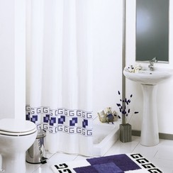 Shower curtain 180x200 textile Square blue