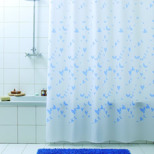 Rideau de douche 180x200 textile Farfalla bleu