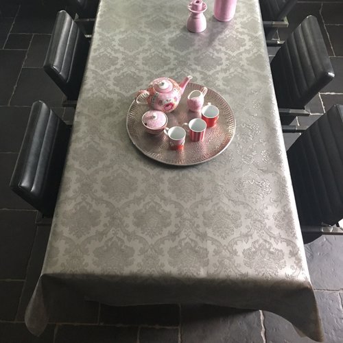 Textiles de table Polyline Amatista argenté
