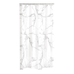 Duschvorhang 180x200 Textil Marmor weiß.
