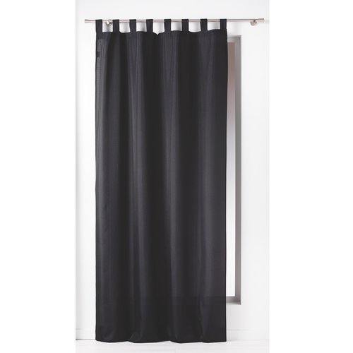 Spitze und klarer Vorhang mit Aufhängeöse 140x260cm Uni Polyester schwarz