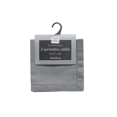 Serviettes de table en coton Charline 40x40cm gris
