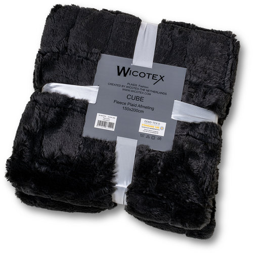 Wicotex Plaid blanket jacquard Cube dark grey 150x200cm polyester