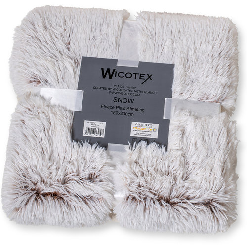 Wicotex Couverture à carreaux - Snow 150x200cm blanc brun polyester à poils hauts