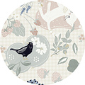 Oilcloth round birds 160cm