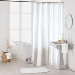 Shower curtain textile plain white