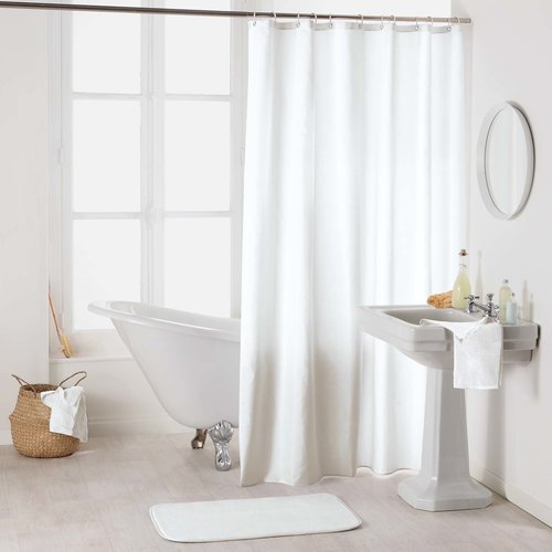 Rideau de douche en textile blanc