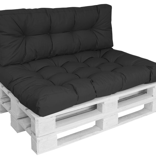 Pallet cushion Basic comfort Water-repellent back cushion Black 120x40x10/20cm