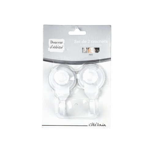 Crochet pour serviette avec ventouse blanc