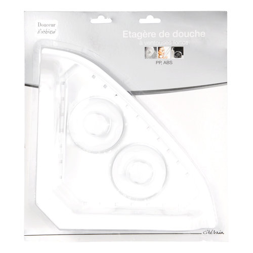 Zeepbakje hoekmodel kunststof met 2 zuignappen wit