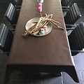 Coated table linen – chocolate brown, 160 cm wide