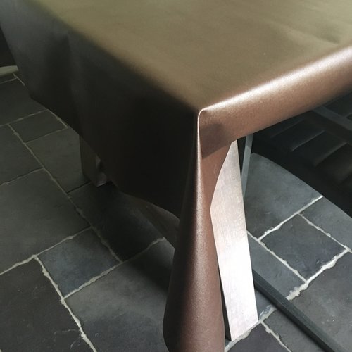 Coated table linen – chocolate brown, 160 cm wide