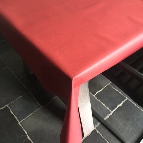 Coated table linen – burgundy red, 160 cm wide