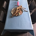 Gecoat tafellinnen - licht blauw 160cm breed