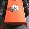 Nappe enduite - rouge clair  180 cm de large