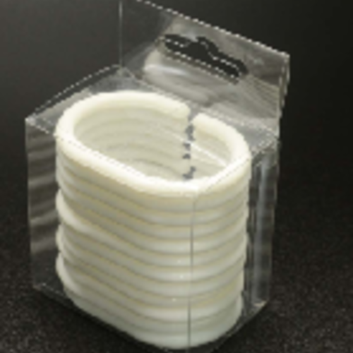 Anneaux de rideau de douche Wicotex emballés par 12 pièces.