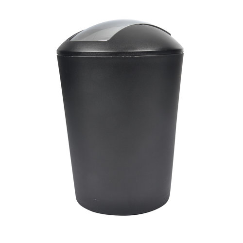 Plastic waste bin with swing lid black