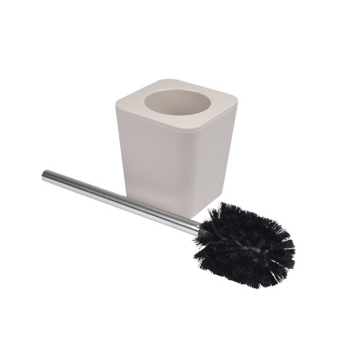 Toilet brush in plastic holder taupe