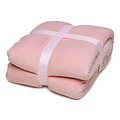Wicotex Plaid-dekens- Soof roze 150x200cm met fluffy witte binnenkant