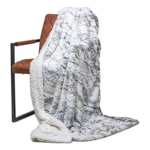 Wicotex Plaid-dekens- Marble gemêleerd 150x200cm met fluffy witte binnenkant