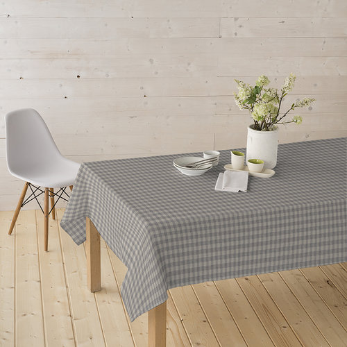 Coated table linen Vichy grey