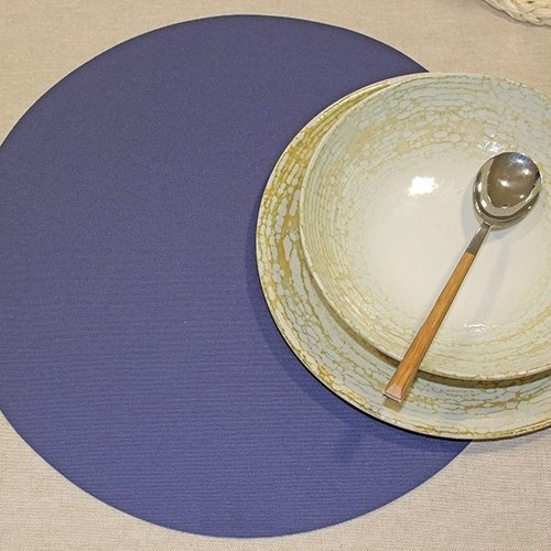 Sets de table Uni bleu foncé rond