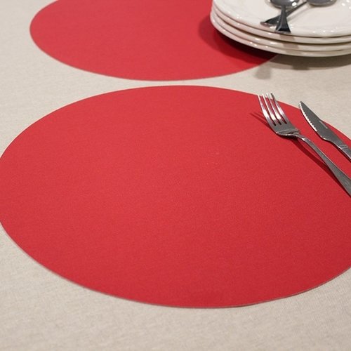 Placemats Uni red round