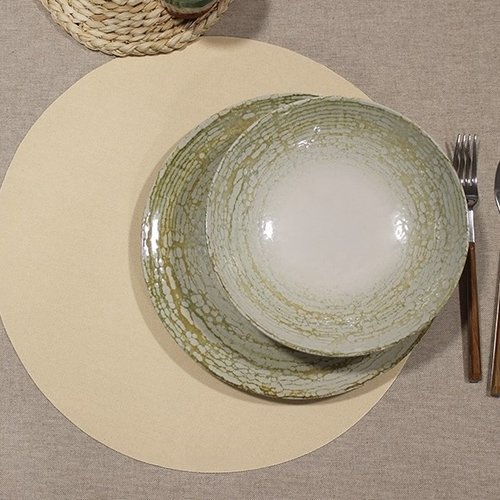 Placemats Uni cream round