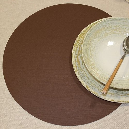 Placemats Uni brown round