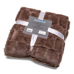 Couverture à carreaux jacquard Cube taupe 150x200cm