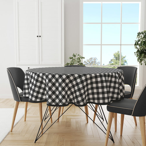 Toile cirée ronde diamant noir 160 cm