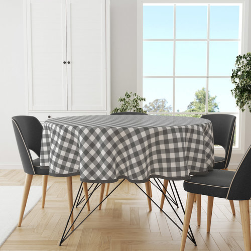 Toile cirée ronde gris diamant - 160cm