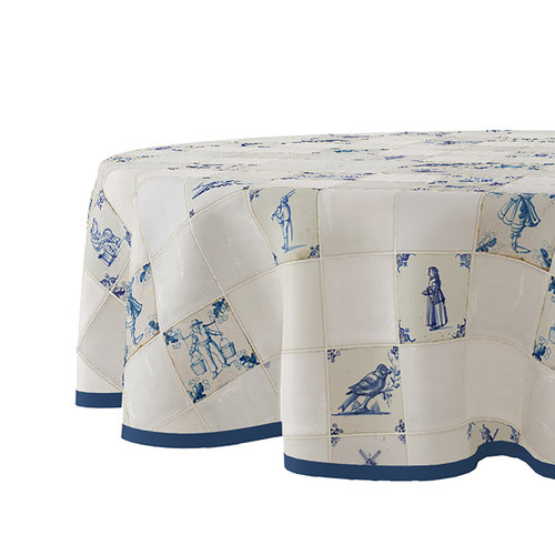 Wachstuch runde Tonfliesen 160cm