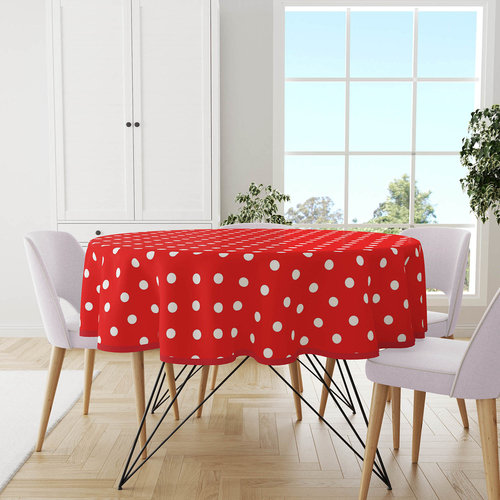 Oilcloth round 160cm dot red