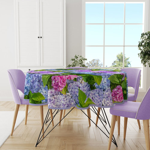 Wachstuch rund Hortensie 160cm